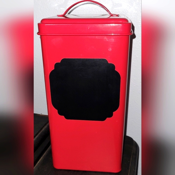 Red Metal Canister with Chalkboard Label - Picture 1 of 5